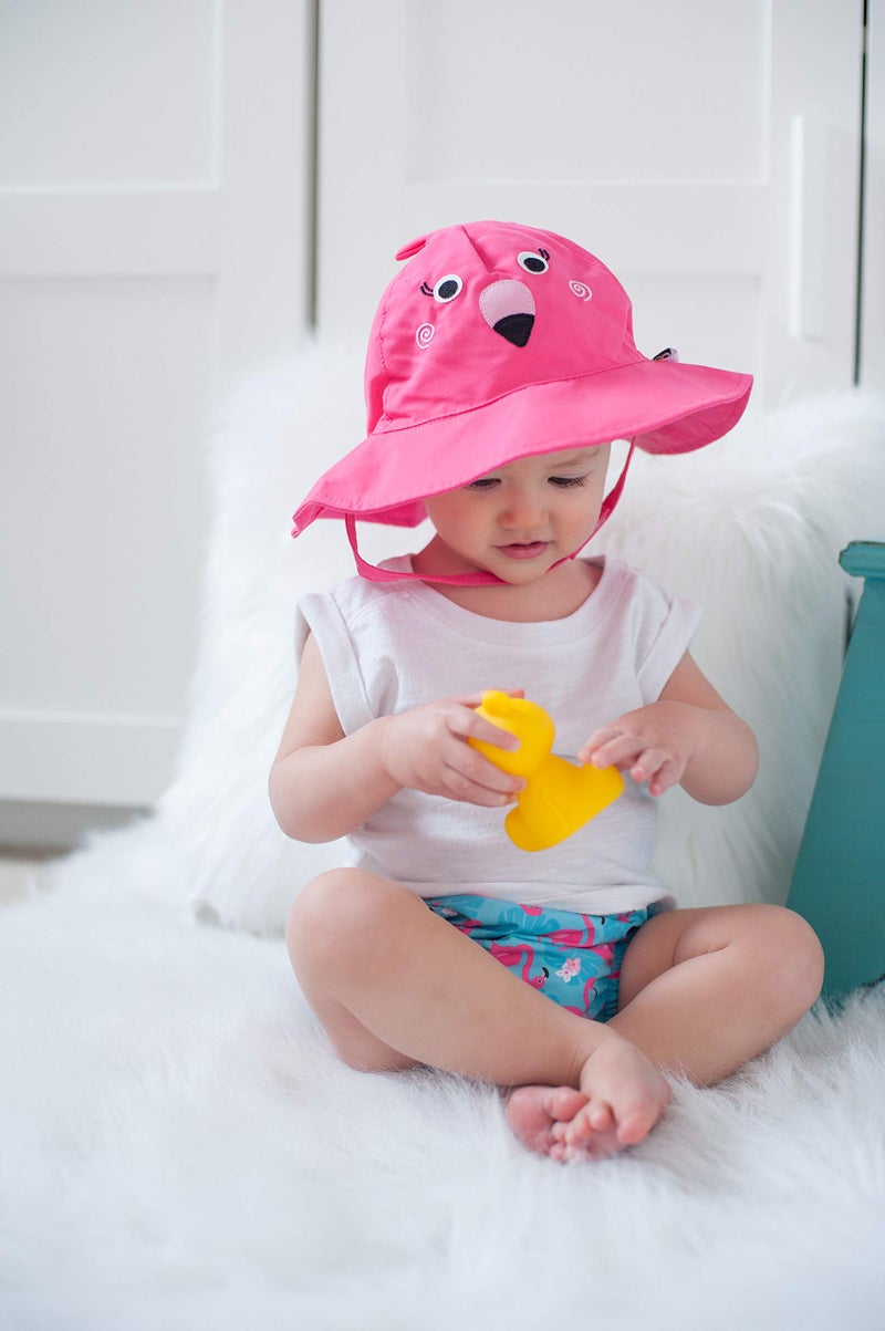 ZOOCCHINI Baby & Toddler Sun Hat â€“ UPF 50+ Protection, Lightweight Quick-Drying Microfiber, for Beach, Pool, and Outdoor Fun, Small (3-6 Months), Franny The Flamingo - Image 4